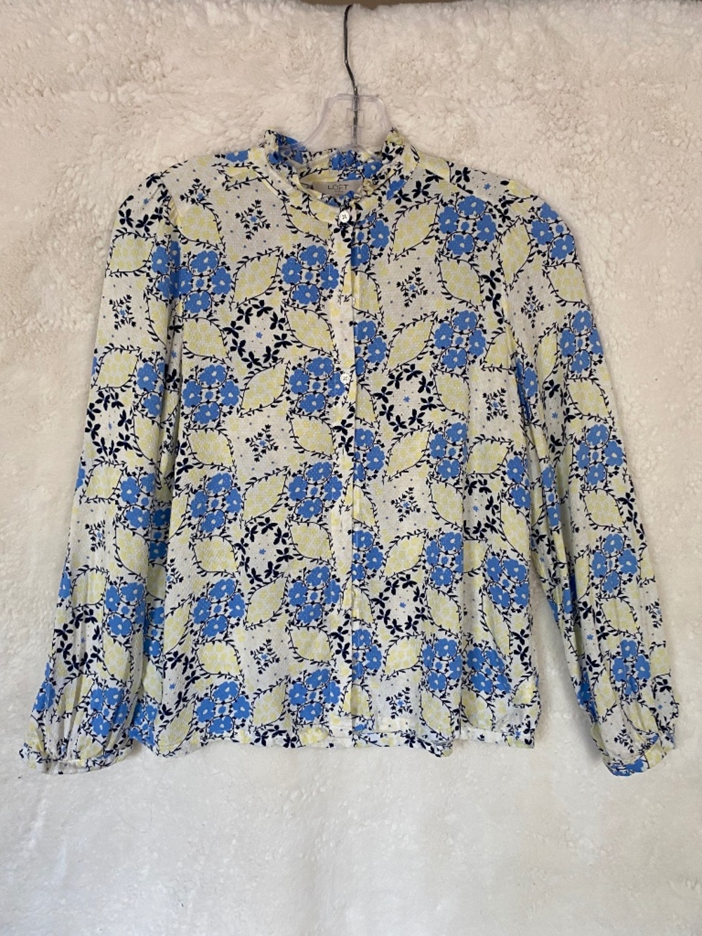 LOFT Long Sleeve Button Front Blouse with Floral pattern - Size XSP